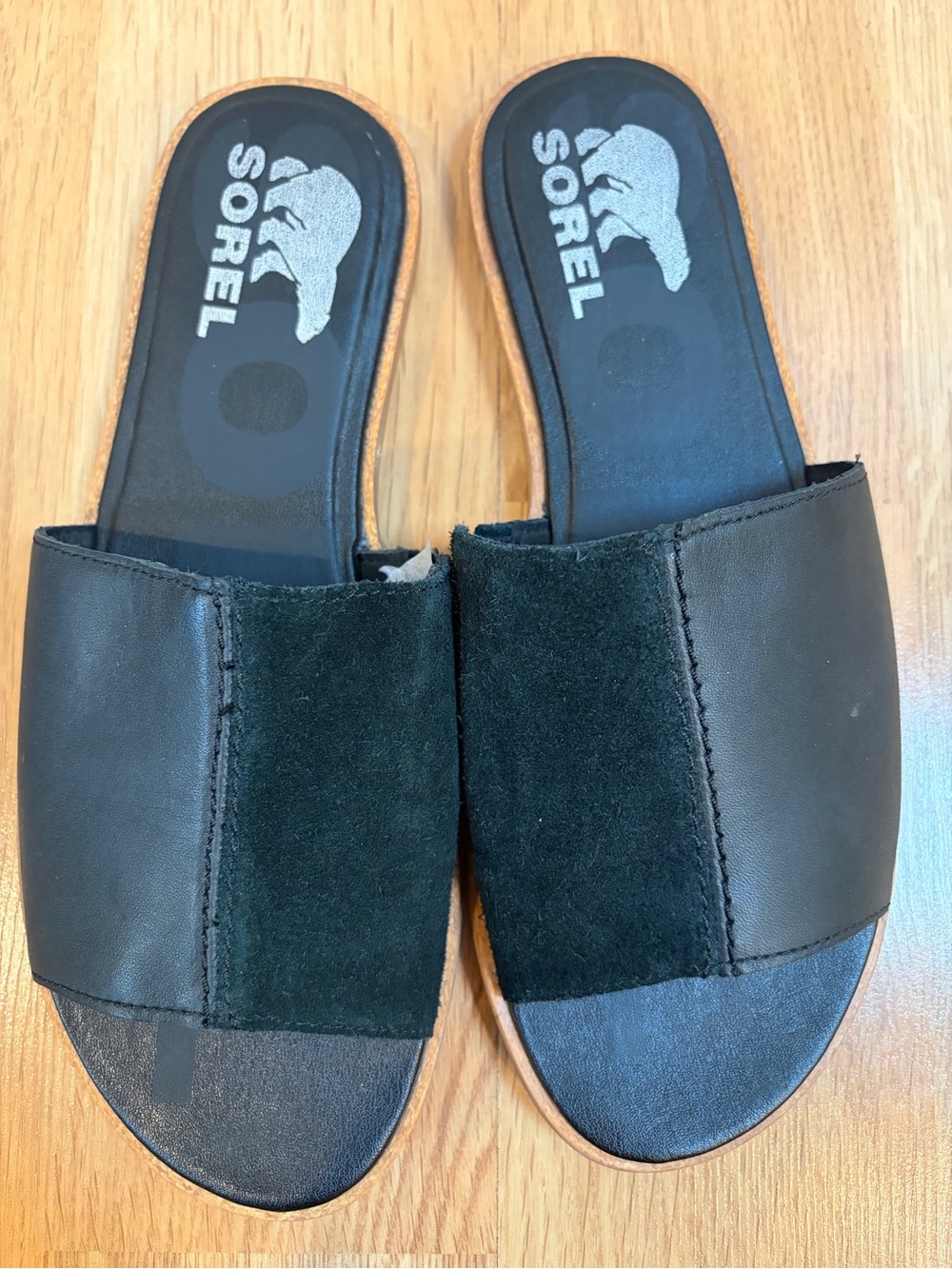 Sorel Black Ella ll Block Slide Sandal Size 7.5